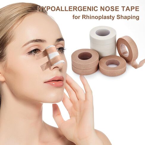 Medical Tape with Dispenser Paper Tape Medical 0.5 inch x 10yd Sensitive Skin Micropore Tape Breathable for Wound Care Nose Tape for Rhinoplasty Shaping(2 Rolls Nose Tape + 2 Dispensers Included) in Kuwait