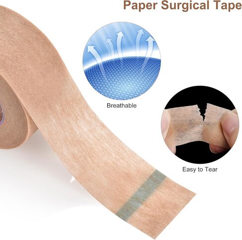 Medical Tape with Dispenser Paper Tape Medical 1 inch x 10yd Sensitive Skin Micropore Tape Breathable for Wound Care Nose Tape for Rhinoplasty Shaping(2 Rolls Tape + 2 Dispensers Included) in Kuwait