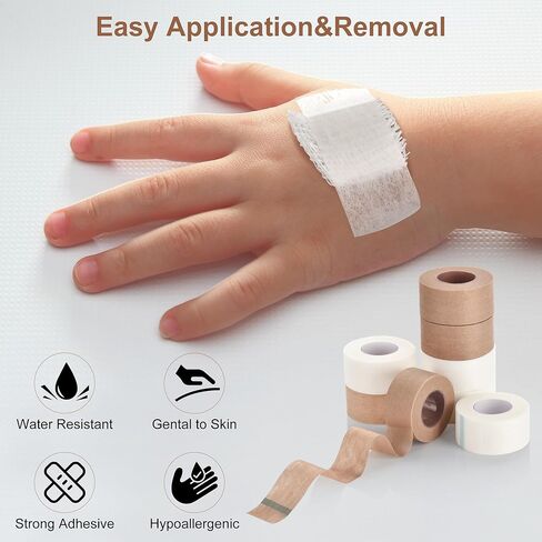 Medical Tape with Dispenser Paper Tape Medical 1 inch x 10yd Sensitive Skin Micropore Tape Breathable for Wound Care Nose Tape for Rhinoplasty Shaping(2 Rolls Tape + 2 Dispensers Included) in Kuwait