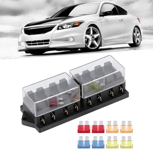 8 Way Car Long Blade Holder Box Universal Vehicle Accessory 12V 15A with 8 Transparent Cover ABS Metal Compact Design for Cars Trucks Boats in Saudi Arabia
