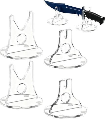 حامل عرض السكاكين - حامل عرض سكين واحد من الأكريليك لسطح المكتب لحماية مجموعة الشفرات في ديكور كابينة المطبخ المنزلي (شفاف، عبوتان) in Kuwait