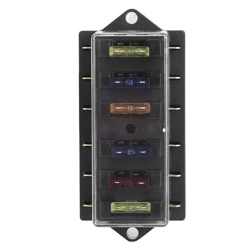 6 Way Blade Holder Box Universal 12V to 36V 6 in 6 Out with 6pcs Transparent Cover for Car Truck Marine Vehicle ABS Metal Construction 90x53x42mm in Saudi Arabia