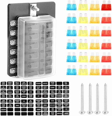 12 - Way Box Blade Block Holder, Car Holder with LED Indicator, Cover for Car Boat Bus Yacht, Includes 24 Blade and Stainless Steel Screws in Kuwait