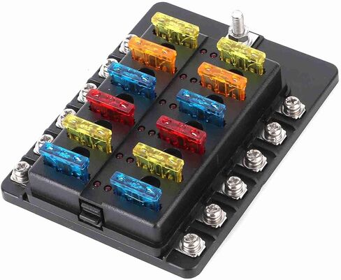 12 - Way Box Blade Block Holder, Car Holder with LED Indicator, Cover for Car Boat Bus Yacht, Includes 24 Blade and Stainless Steel Screws in Kuwait
