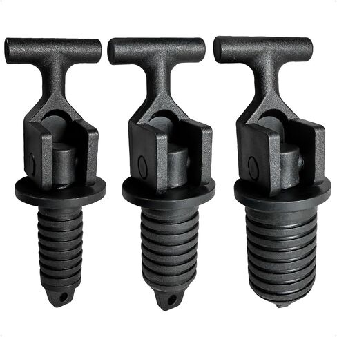 Five Oceans Floating Livewell Drain Plugs - 3-Pack (1/2", 5/8", 3/4") ABS Black Plastic, Twist or Cam-Over Adjustable, Universal Replacement for Boats & Kayaks - FO4968 in Saudi Arabia