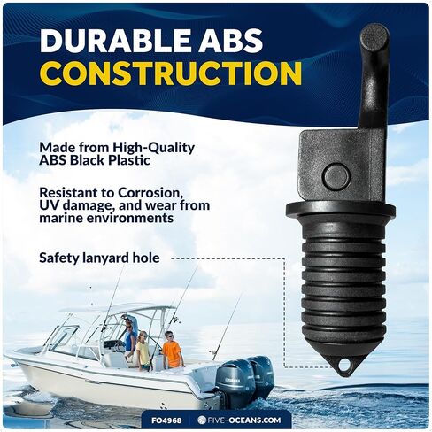 Five Oceans Floating Livewell Drain Plugs - 3-Pack (1/2", 5/8", 3/4") ABS Black Plastic, Twist or Cam-Over Adjustable, Universal Replacement for Boats & Kayaks - FO4968 in Saudi Arabia