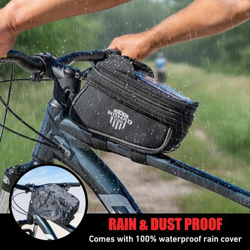 Nomad USA Bicycle Bag, Expandable Bike Tool Pouch Front Frame/Handlebar Bag, Touch Screen Waterproof Cycling Phone Fits All iPhones, Galaxy S25, Pixel Pro, Reflective Top Tube Bag for Bike Accessories in Kuwait