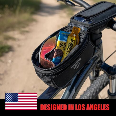 Nomad USA Bicycle Bag, Expandable Bike Tool Pouch Front Frame/Handlebar Bag, Touch Screen Waterproof Cycling Phone Fits All iPhones, Galaxy S25, Pixel Pro, Reflective Top Tube Bag for Bike Accessories in Kuwait