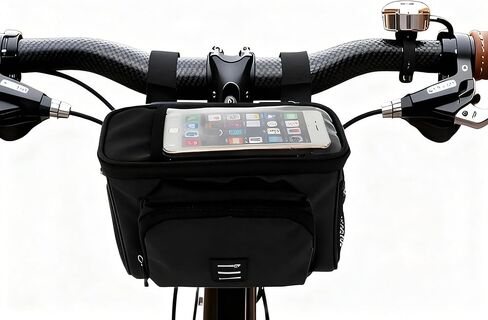 Bike Handlebar Insulated Bag: Bicycle Front Phone Bag Cooler Storage Pouch with Touch Screen and Shoulder Strap - Suitable for Outdoor Hiking Travel in Saudi Arabia