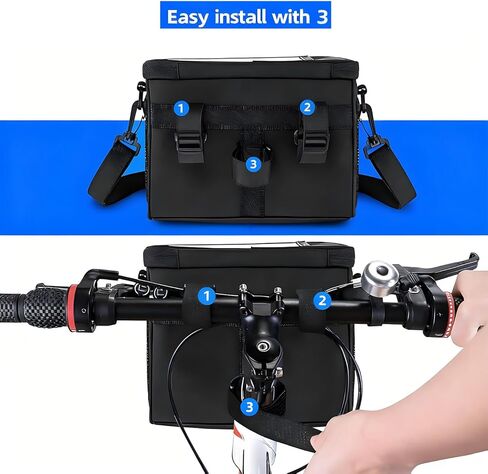 Bike Handlebar Insulated Bag: Bicycle Front Phone Bag Cooler Storage Pouch with Touch Screen and Shoulder Strap - Suitable for Outdoor Hiking Travel in Saudi Arabia
