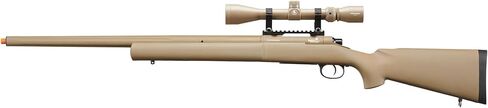 بندقية لانسر التكتيكية M24 Bolt Action Spring Powered Sniper Airsoft (ملولبة) مع نطاق (450 إطارًا في الثانية) (اللون: أسمر ضارب للصفرة) in Kuwait