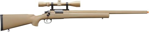 بندقية لانسر التكتيكية M24 Bolt Action Spring Powered Sniper Airsoft (ملولبة) مع نطاق (450 إطارًا في الثانية) (اللون: أسمر ضارب للصفرة) in Kuwait