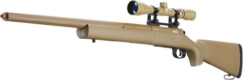 بندقية لانسر التكتيكية M24 Bolt Action Spring Powered Sniper Airsoft (ملولبة) مع نطاق (450 إطارًا في الثانية) (اللون: أسمر ضارب للصفرة) in Kuwait