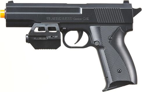 Goldenball M555 Spring-Powered Airsoft Pistol with Laser and Flashlight (Black) - Shooting at 180 FPS in Saudi Arabia