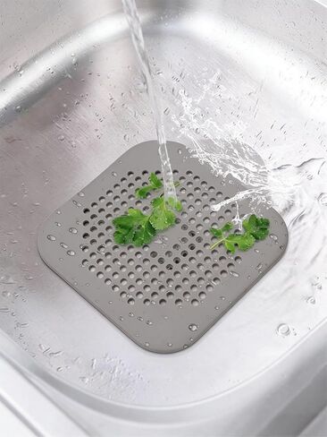 5 Pack Shower Drain Hair Catcher Bathtub Cover - Silicone Stopper Strainer for Bath Tub and Sink, Square Floor Drain Covers for Shower to Catch Hair, Bathroom Essentials in Saudi Arabia