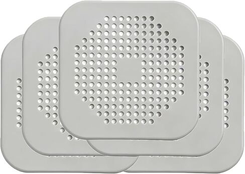 5 Pack Shower Drain Hair Catcher Bathtub Cover - Silicone Stopper Strainer for Bath Tub and Sink, Square Floor Drain Covers for Shower to Catch Hair, Bathroom Essentials in Saudi Arabia