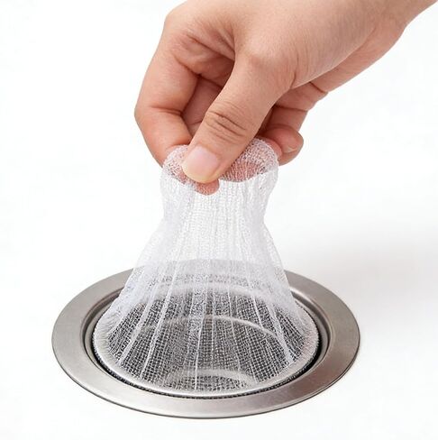 200 Pack Disposable Sink Drain Covers, 3.5 x 3.5 Inch Sink Strainer Mesh Bags, Anti-Clogging Kitchen Sink Filter Nets, Fits Most Drains in Saudi Arabia
