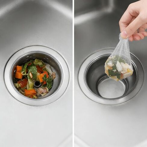 200 Pack Disposable Sink Drain Covers, 3.5 x 3.5 Inch Sink Strainer Mesh Bags, Anti-Clogging Kitchen Sink Filter Nets, Fits Most Drains in Saudi Arabia