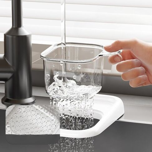 1pc Self-Design Kitchen Sink Strainer Basket Sink Separator for Food Waste Tea Leaves Residue Filter Basket Draining Rack, Transparent White in Saudi Arabia
