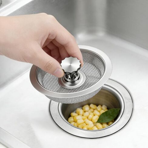 Stainless Steel Sink Strainer, Kitchen Drain Filter with Anti-Clog Fine Mesh Basket and Lift Handle for Easy Food Catching in Saudi Arabia