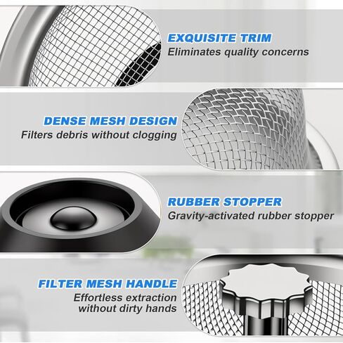 Stainless Steel Sink Strainer, Kitchen Drain Filter with Anti-Clog Fine Mesh Basket and Lift Handle for Easy Food Catching in Saudi Arabia