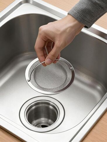 1PC Kitchen Sink Strainer with Handle, Stainless Steel Double Layer Sink Basket, Large 4.3" Wide Rim for Easy Cleaning. in Saudi Arabia