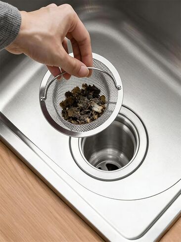 1PC Kitchen Sink Strainer with Handle, Stainless Steel Double Layer Sink Basket, Large 4.3" Wide Rim for Easy Cleaning. in Saudi Arabia