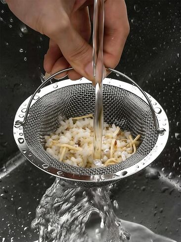1PC Kitchen Sink Strainer with Handle, Stainless Steel Double Layer Sink Basket, Large 4.3" Wide Rim for Easy Cleaning. in Saudi Arabia