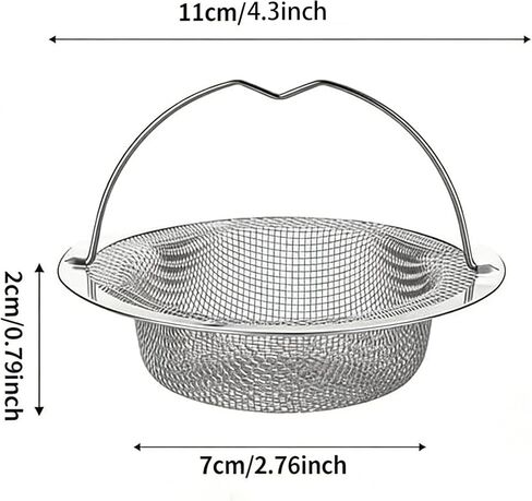 1PC Kitchen Sink Strainer with Handle, Stainless Steel Double Layer Sink Basket, Large 4.3" Wide Rim for Easy Cleaning. in Saudi Arabia