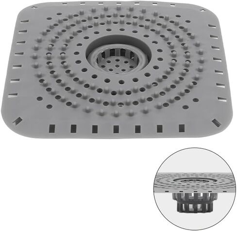 Anti-Clog Shower Drain Cover Hair Catcher, Bathroom Drain Protector Mat with Hair Filter, Prevents Blockage Easy Clean(灰色) in Saudi Arabia