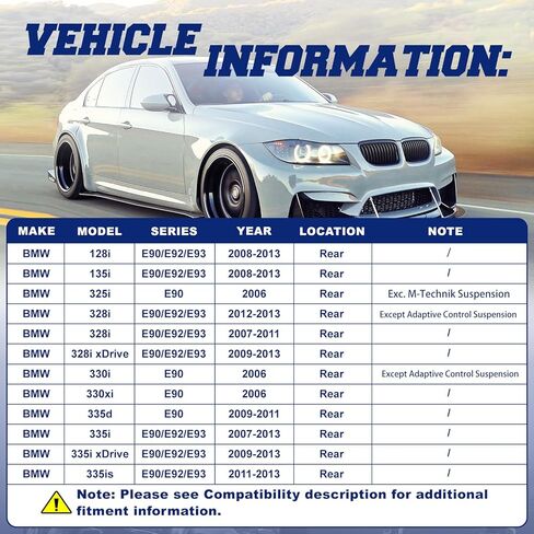 مجموعة ممتص الصدمات الخلفية 2 قطعة متوافقة مع BMW 128i 135i 325i 330i 328i 335d 335i 335is خلفي يسار ويمين # 349041، 3352677172502، 31316767321، 33526771725، 33526771729 in Saudi Arabia