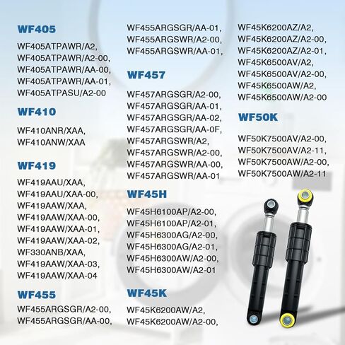 4Pcs Washer Shock Absorber Front and Rear Compatible with SamSung Washing Machines WF42H5200AF WF45H6300AG WF45M5500AP WF405ATPAWR WF330ANB WF331ANR WF350ANP WF45K6200AW WF350ANW in Saudi Arabia