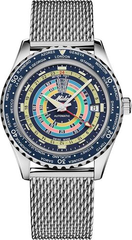 MIDO Ocean Star Decompression Worldtimer - Swiss Automatic Watch for Men - Blue Dial - Case 40.5mm - M0268291704100 in Saudi Arabia