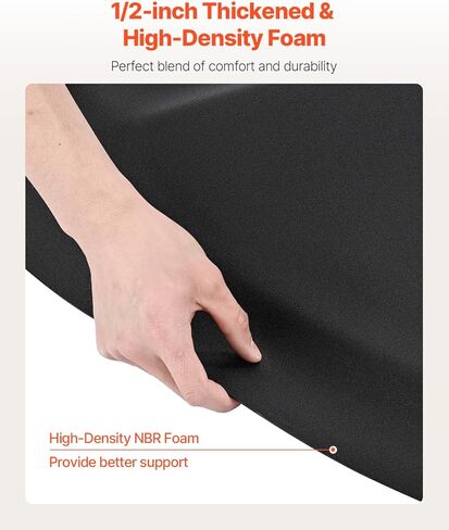 VEVOR Salon Mat for Hair Stylist, 3 x 5 FT Semi-Circle Salon Chair Mat, 1/2-inch Thickened Anti Fatigue Barber Shop Floor Mat with Round Cut Out, Easy-to-Clean PVC Surface & Anti-Trip Beveled Edges in Kuwait