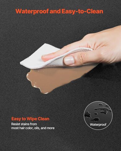 VEVOR Salon Mat for Hair Stylist, 3 x 5 FT Semi-Circle Salon Chair Mat, 1/2-inch Thickened Anti Fatigue Barber Shop Floor Mat with Round Cut Out, Easy-to-Clean PVC Surface & Anti-Trip Beveled Edges in Kuwait