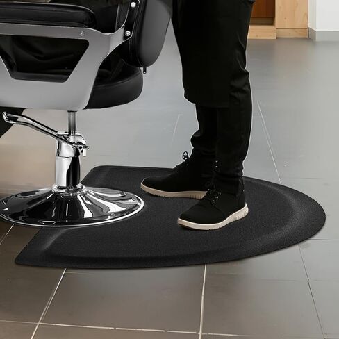 VEVOR Salon Mat for Hair Stylist, 3 x 5 FT Semi-Circle Salon Chair Mat, 1/2-inch Thickened Anti Fatigue Barber Shop Floor Mat with Round Cut Out, Easy-to-Clean PVC Surface & Anti-Trip Beveled Edges in Kuwait