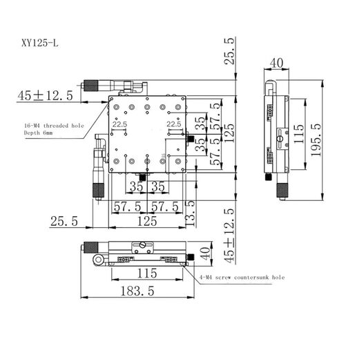 محور XY 125 * 125 إطار ضبط دقيق على شكل حرف V شريحة دليل الأسطوانة المتقاطعة in Kuwait