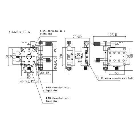 قم بزيادة شوط المنصة البصرية XZRG60-R لضبط الترجمة والرفع والدوران in Kuwait