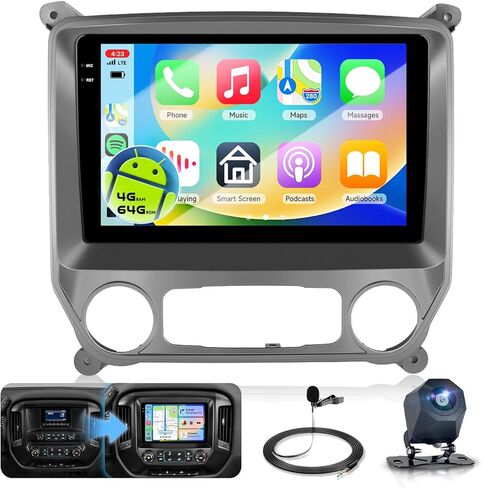 2G+64G Android Car Stereo Head Unit for Chevrolet Chevy Silverado 2014-2018 with DSP/Wireless Carplay/Android Auto, 10" IPS Touchscreen Radio with GPS Navi WiFi Bluetooth FM/RDS Backup Camera in Kuwait