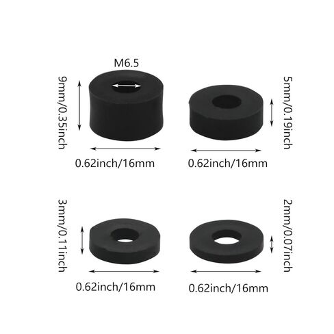 60PCS 4 Sizes Black Round Solid Rubber Bushings M6.5 Wear Resistant Hardware Shims Bolt Spacer Suitable for Lighting Installation Industrial Automotive Components in Saudi Arabia