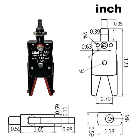 Pneumatic Mini Parallel Gripper J1060 | Extended Jaw for Silicone Strip Detection | Robot Arm End Effector in Kuwait