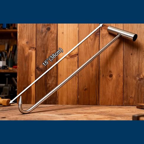 Heavy Duty 15''(38cm) Long T Shape Lifting Reaching Hook for Lifting Pulling Moving Manhole Covers, Storm Drains, Septic Tank Lids Door Pointed Head in Kuwait