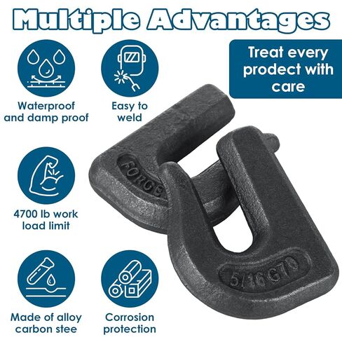 LANIAKEA 10PCS Weld On Chain Grab Hook 5/16'' Grade 70 Forged Grab Chain Hooks Heavy Duty Grab Hook Weldable for Car, Tractors, Forklift Trailer, Rigging in Saudi Arabia