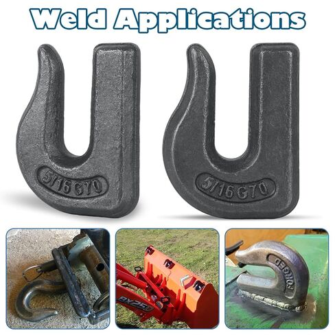 LANIAKEA 10PCS Weld On Chain Grab Hook 5/16'' Grade 70 Forged Grab Chain Hooks Heavy Duty Grab Hook Weldable for Car, Tractors, Forklift Trailer, Rigging in Saudi Arabia