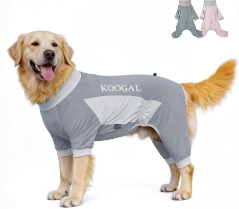 بيجامات تبريد الكلاب ، بدلة جراحية كبيرة للاستعادة للحيوانات الأليفة ، ملابس إعادة تأهيل مرنة من قطعة واحدة للكلاب المتوسطة والكبيرة (الملابس الباردة الجليدية ، 4XL مناسبة ل 55-75 رطل) in Kuwait