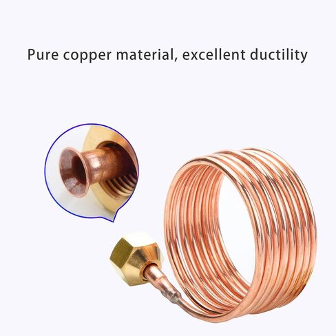 Copper Pipe Soft Coil Copper Tubing 1/8" OD x 5/64" ID x 16.4 Ft Length T2 Refrigeration Copper Tubing for Air Conditioners, Refrigerator, DIY Projects in Kuwait