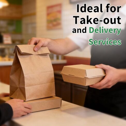 16LB Medium Brown Paper Bags(100pcs),9.8 x 5.5 x 13"Natural Kraft Paper Bags for Bread,Take Out,Delivery,Durable Paper Grocery Bags for Retail Shopping,Storage,Compost in Saudi Arabia