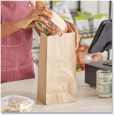 حقيبة بقالة ورقية من General GK4500#4، كرافت 30 رطل، قياسية 5 × 3 1/3 × 9 3/4، 500 كيس in Kuwait