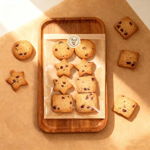 100 قطعة من أكياس البسكويت مع ملصقات شكرًا لك، أكياس مخبز ورقية مقاس 5.1 × 7.5 بوصة مع نافذة لتقديم الهدايا والوجبات الخفيفة وتغليف السلع المخبوزة (100، 5.1 × 7.5 بوصة) in Kuwait