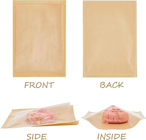 100 قطعة من أكياس البسكويت مع ملصقات شكرًا لك، أكياس مخبز ورقية مقاس 5.1 × 7.5 بوصة مع نافذة لتقديم الهدايا والوجبات الخفيفة وتغليف السلع المخبوزة (100، 5.1 × 7.5 بوصة) in Kuwait